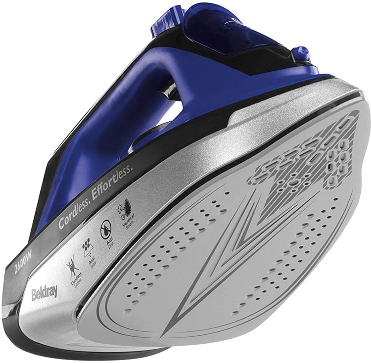 Beldray BEL0747N 2-in-1 Cordless Steam Iron features and soleplate-min